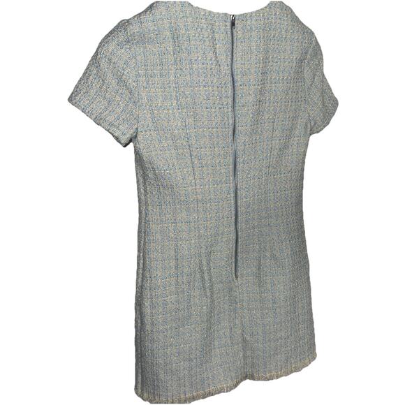 Bebop Blue Sparkle Tweed Short Sleeve Pearl Button Sheath Dress Women - Medium - Picture 4 of 8